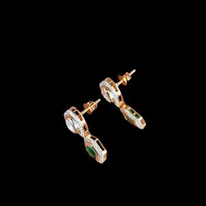 Divine Emerald & Polki Heart Drop Earrings