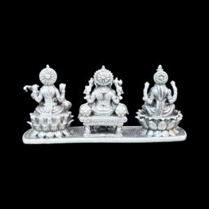 Divine Lakshmi Ganesha Saraswati Silver Idols