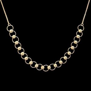 Elegant Rose Gold Beaded Circle-Link Necklace