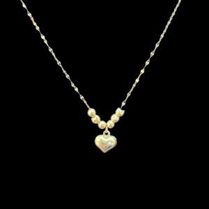 Dainty Gold Beaded Puffed Heart Necklace