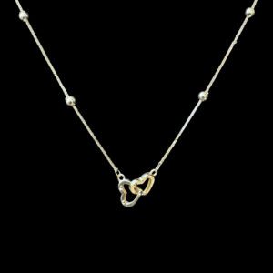 Graceful Twin Heart Silver Station Necklace