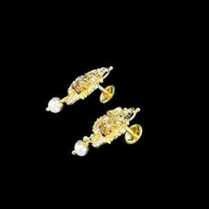 Divine Lakshmi Gold & Pearl Temple Stud Earrings