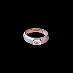 Classic Emerald-Cut Diamond White Gold Band Ring