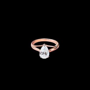 Graceful Pear-Cut Diamond Rose Gold Solitaire Ring