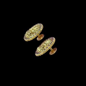 Divine Lakshmi Ruby Antique Gold Stud Earrings
