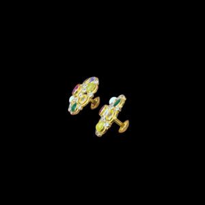 Regal Navratna Cluster Stud Earrings