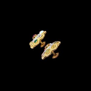 Divine Navratna Floral Stud Earrings