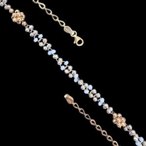 Graceful Silver & Blue Bead Cluster Necklace