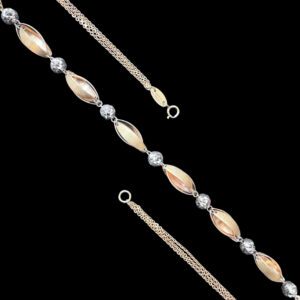 Elegant Two-Tone Gold Marquise Bead Necklace