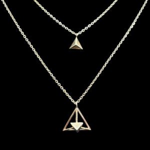 Whimsical White Gold Twin Triangle Layered Chain