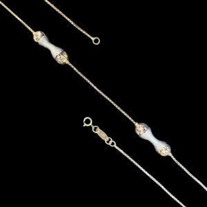 Graceful White Gold Diamond-Cut Bead Station Chain
