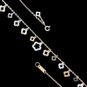 Dainty Rose Gold Clover Charm Diamond Necklace