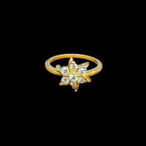 Radiant Diamond Star Floral Gold Ring