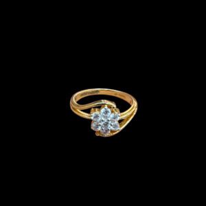 Graceful Diamond Floral Cluster Gold Ring