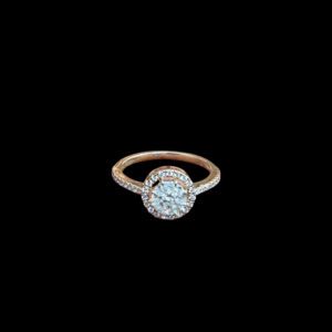 Regal Diamond Halo Pave Gold Ring