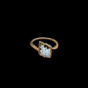 Radiant Diamond Cluster Leaf Gold Ring