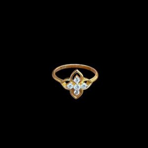Dainty Diamond Petal Clover Gold Ring