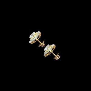 Graceful Diamond Heart Double Halo Stud Earrings