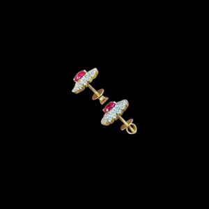 Regal Pink Sapphire & Diamond Double Halo Stud Earrings
