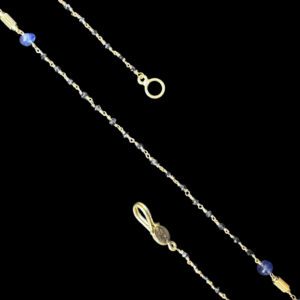 Regal Blue Sapphire & Diamond Bead Gold Necklace