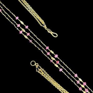 Elegant Pink Tourmaline & Diamond Triple-Strand Necklace