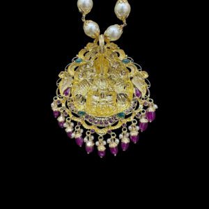 Divine Lakshmi Antique Gold Ruby Drop Pearl Necklace