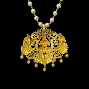 Divine Gajalakshmi Temple Pearl Necklace
