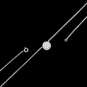 Classic Diamond Solitaire Halo Pendant Necklace
