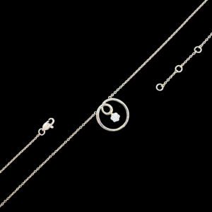 Dainty Diamond Solitaire Double Circle Pendant Necklace