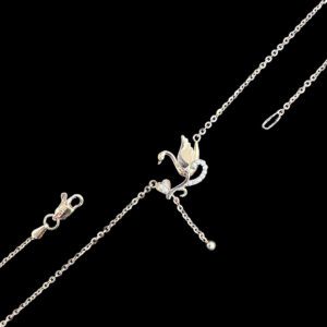 Graceful Diamond Swan Heart Pendant Necklace