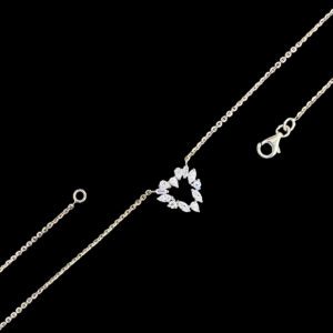 Graceful Diamond Marquise Open Heart Pendant Necklace
