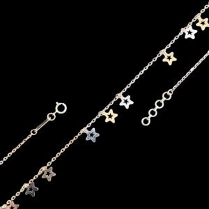 Dainty Tricolour Gold Open Star Charm Necklace