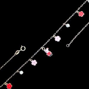 Whimsical Piggy & Floral Pearl Charm Necklace
