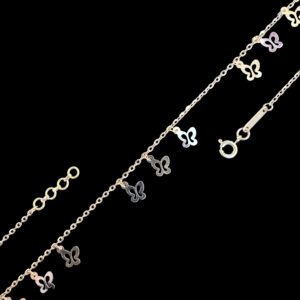 Playful Tricolour Gold Butterfly Charm Necklace
