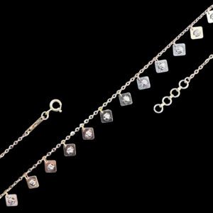 Elegant Tricolour Gold Diamond-Cut Square Charm Necklace