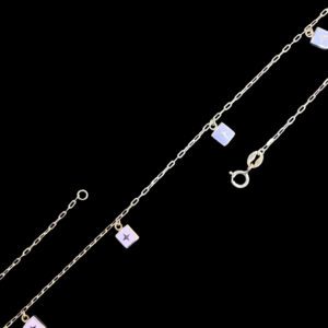 Dainty Blue Enamel Star Square Charm Necklace