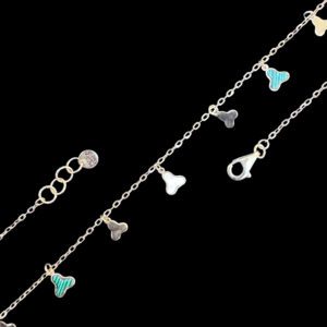 Whimsical Malachite & Pearl Clover Charm Necklace