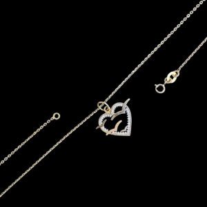 Graceful Diamond Twin-Bird Heart Pendant Necklace