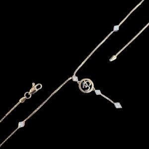 Divine Om Antique Gold Diamond Station Necklace