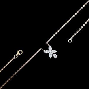 Ethereal Diamond Marquise Floral Rose Gold Necklace