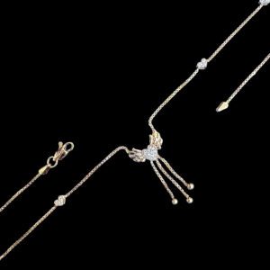 Graceful Diamond Winged Heart Gold Necklace