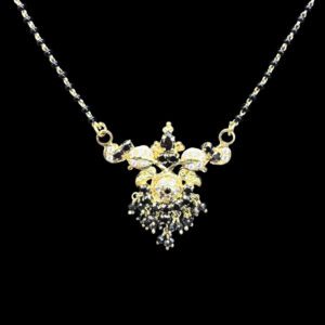 Dainty Gold & Black Bead Cluster Necklace