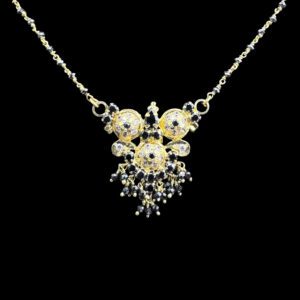 Dainty Gold Filigree Bead Black Chain Necklace