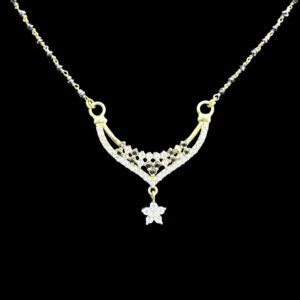 Dainty Diamond Floral Black Bead Necklace
