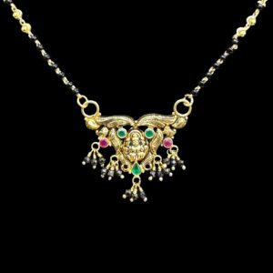 Divine Lakshmi Gold & Black Bead Mangalsutra