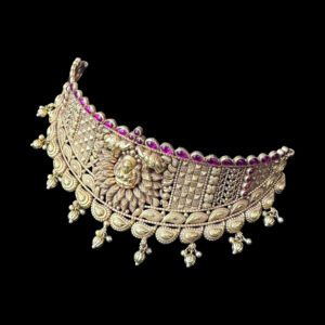 Majestic Lakshmi Peacock Antique Gold Pearl Choker