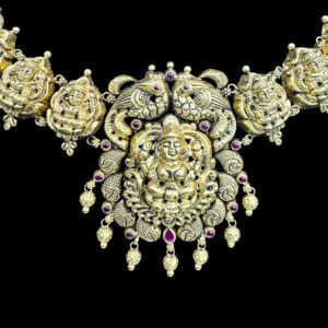 Majestic Lakshmi Peacock Antique Gold Necklace