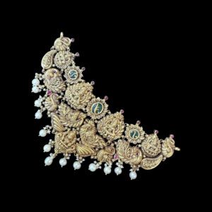 Grand Lakshmi Peacock Antique Silver Pearl Choker