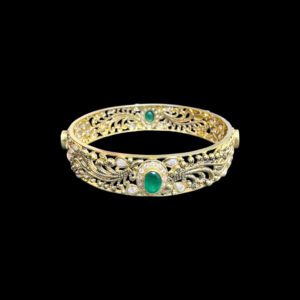 Grand Navratna Antique Gold Polki Bangle