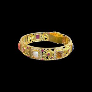 Regal Ruby Antique Gold Polki Kada